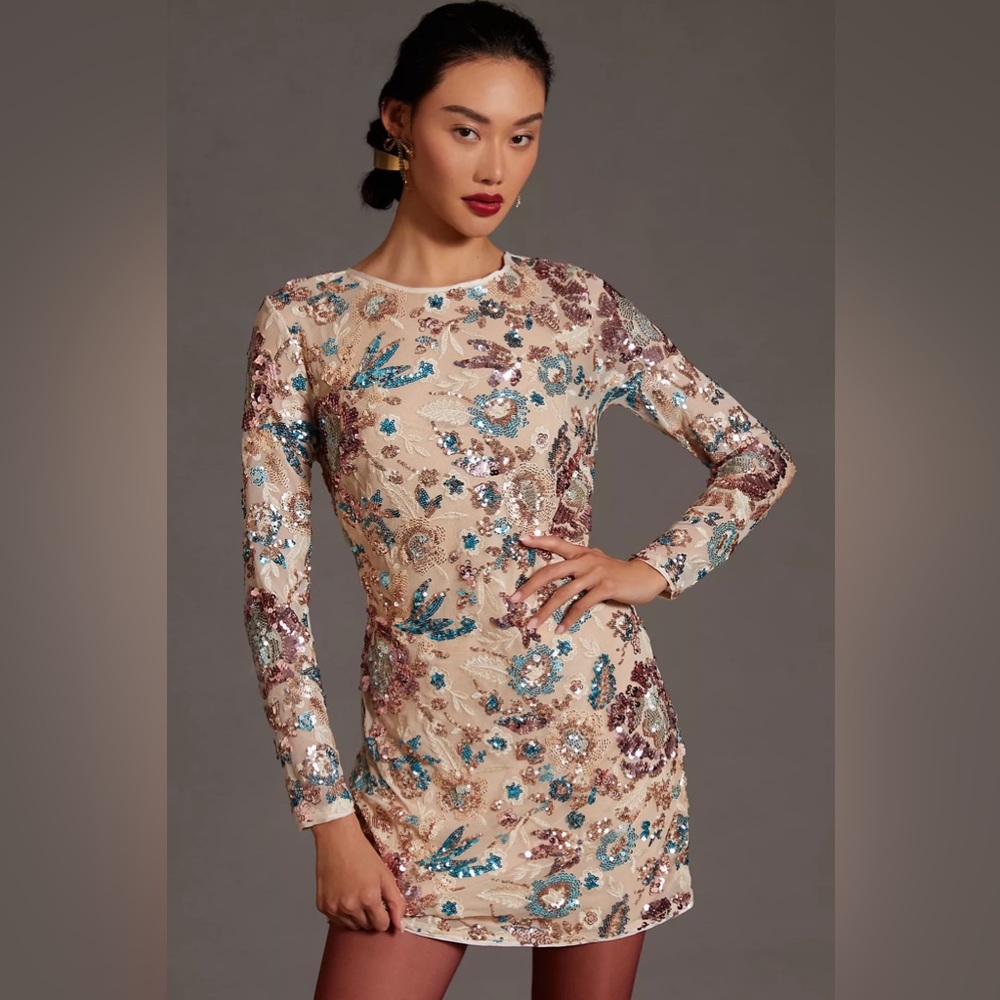 Floral Sequin Mini Dress